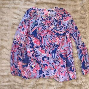 Lilly Pulitzer Vibrant Pink and Blue Blouse